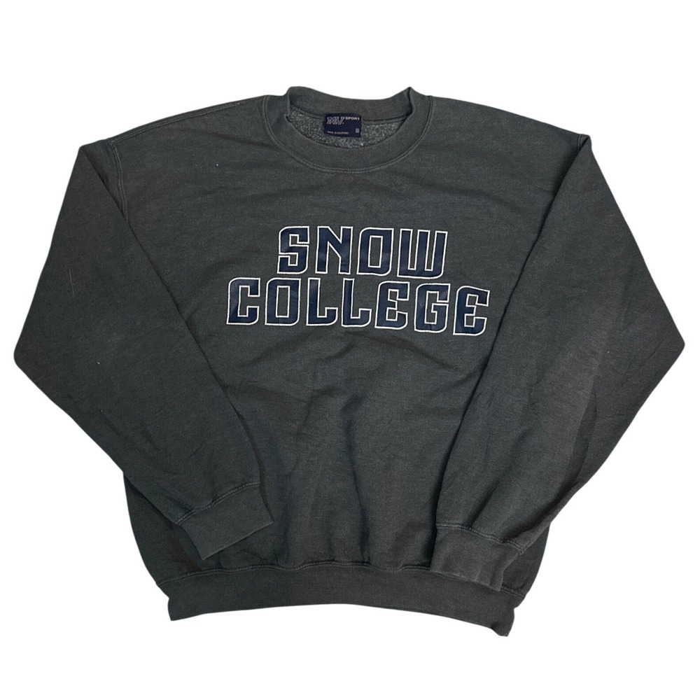 MV Sport Snow College Sweatshirt Mens Medium Gray Crewneck Fleece Pullover